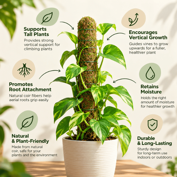 3 Feet Coir Moss Pole | Climbing Support for Monstera & Aroids - Image 2